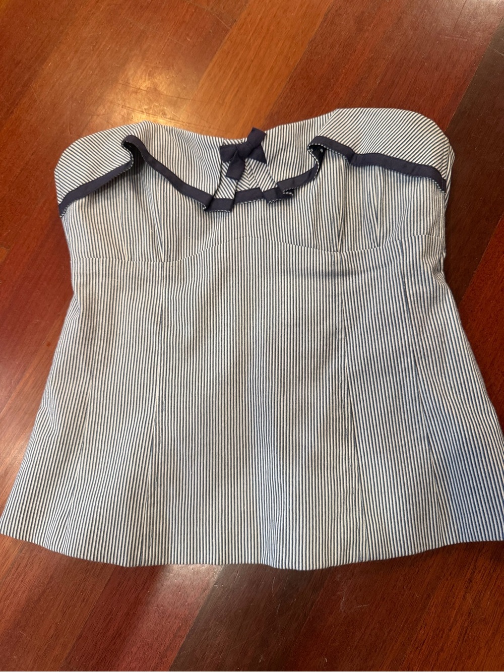 Nanette Lepore Striped Corset Bustier Top Navy White Size 6 Y2K Made in USA